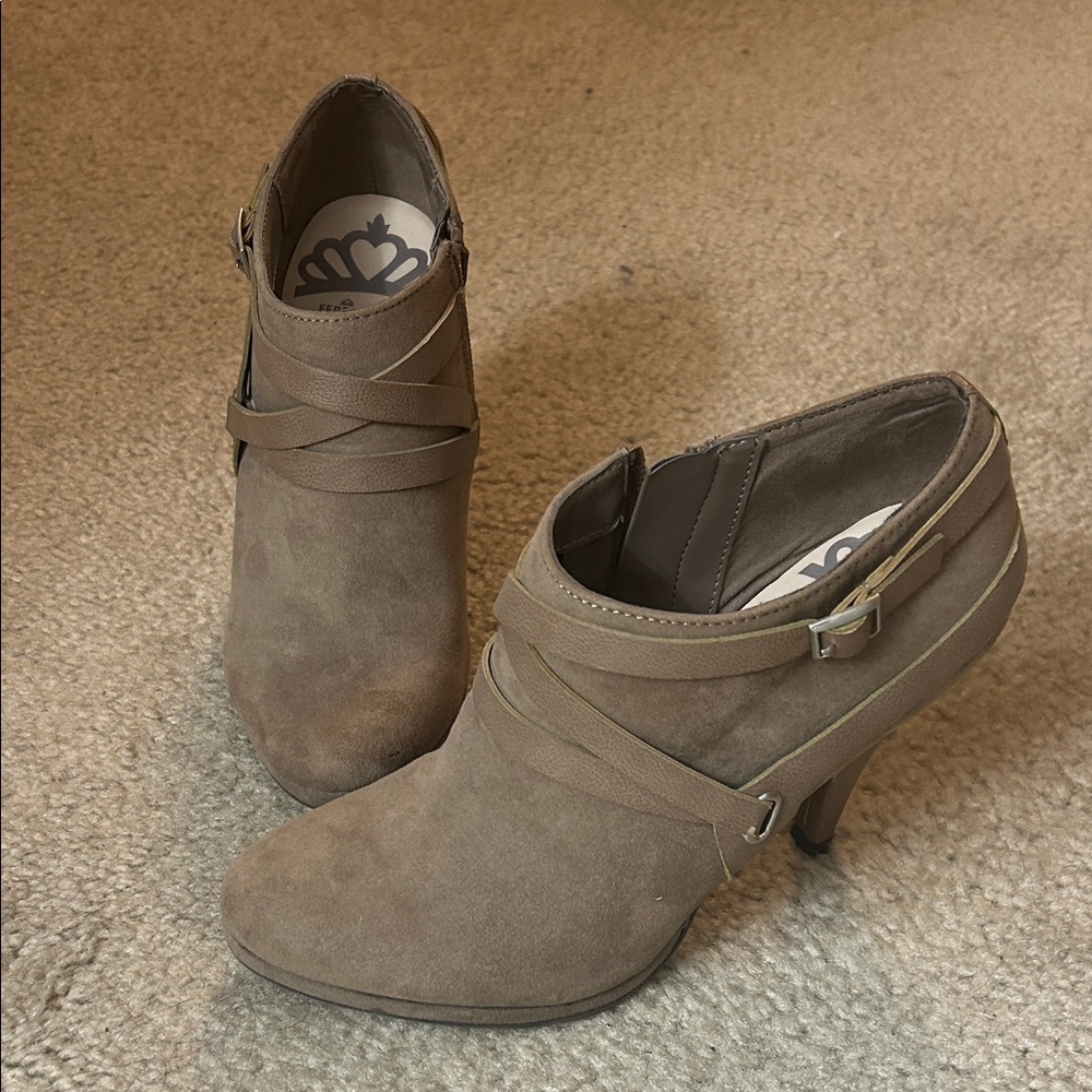 Fergalicious Taupe Heeled Ankle Boots